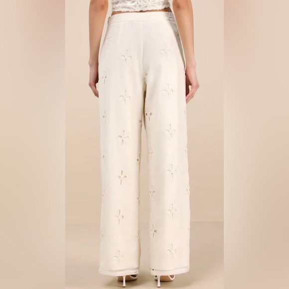 Lulu's Elif Cream Eyelet Embroidered High-Rise Pants - Picture 3 of 13